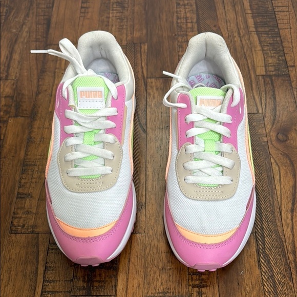 Puma The City Rider Sneakers Multicolor Women's pink green orange white size 8 - Picture 3 of 13